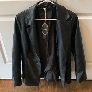 Risissida Ladies Faux Leather Two Button Blazer Sz - Small